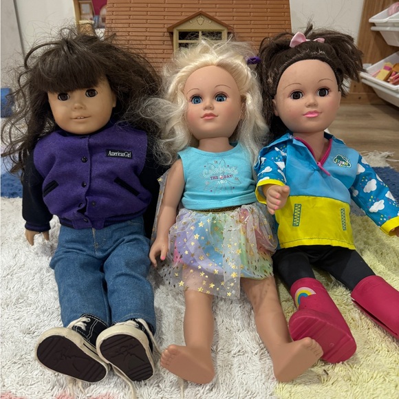 Vintage Lot of 3 American Girl dolls brunette blonde...